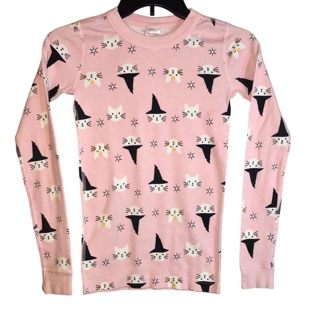 Hanna Anderson SZ 12 100% Organic Cotton Pink Halloween Cat LS Shirt